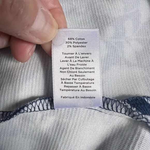 Talbots Navy Blue White Floral Top Women's Small Knit Blouse Cottagecore Flowers - Picture 8 of 14